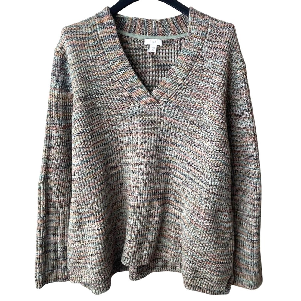 J. Jill XL Petite Pullover Sweater Womens Boho Space Dye V-Neck Knit